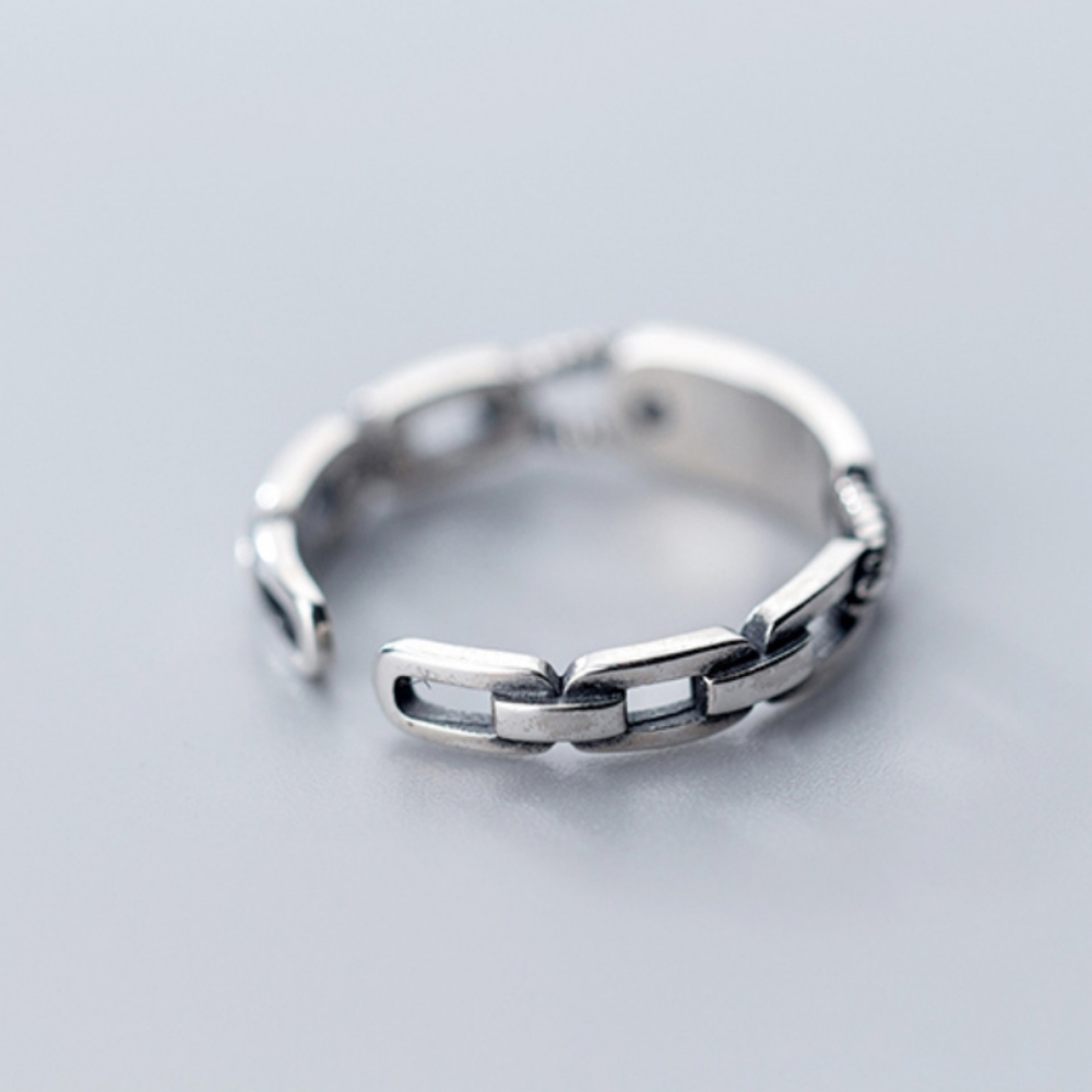 NEW S925 Minimalist Twist Chain & Bar Ring - Picture 3 of 8